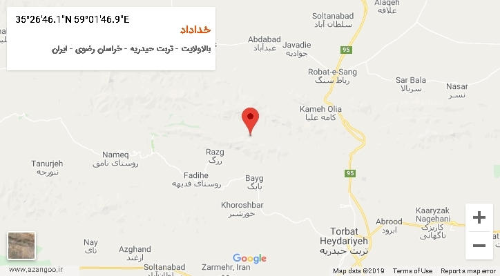 روستای خداداد بر روی نقشه