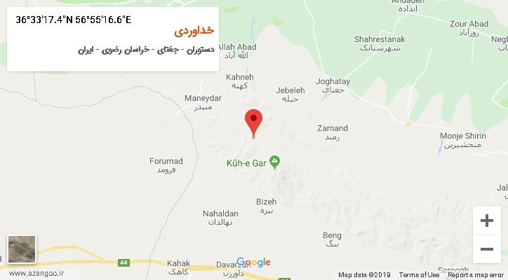 روستای خداوردی بر روی نقشه