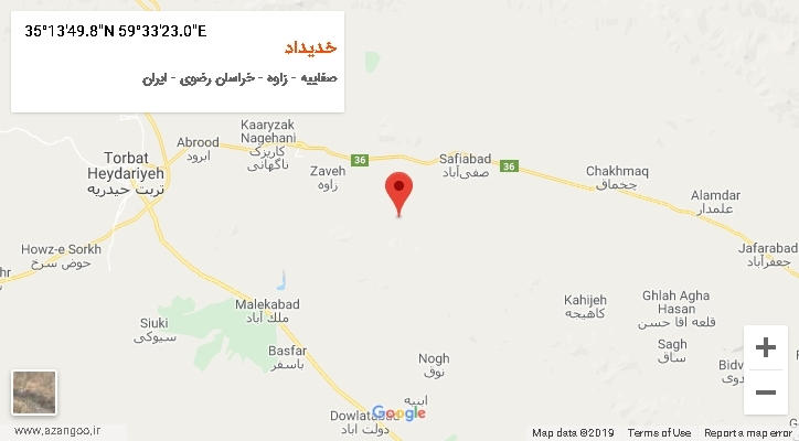 روستای خدیداد بر روی نقشه