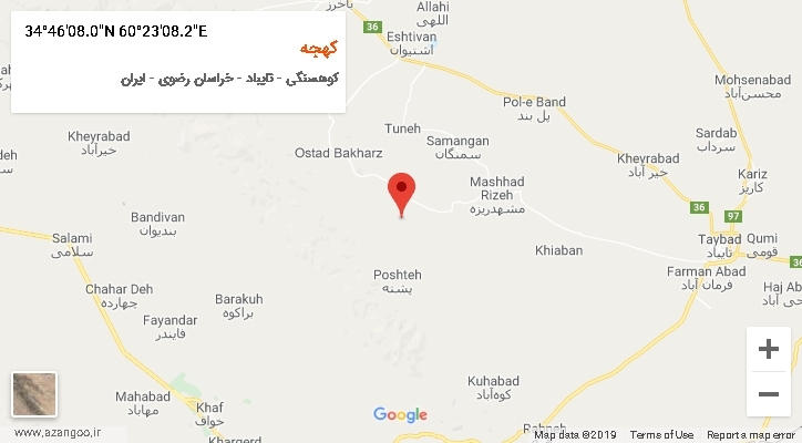 روستای کهجه بر روی نقشه