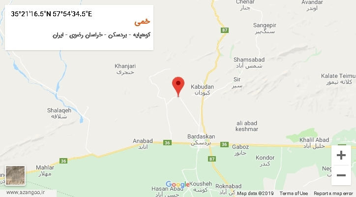 روستای خمی بر روی نقشه