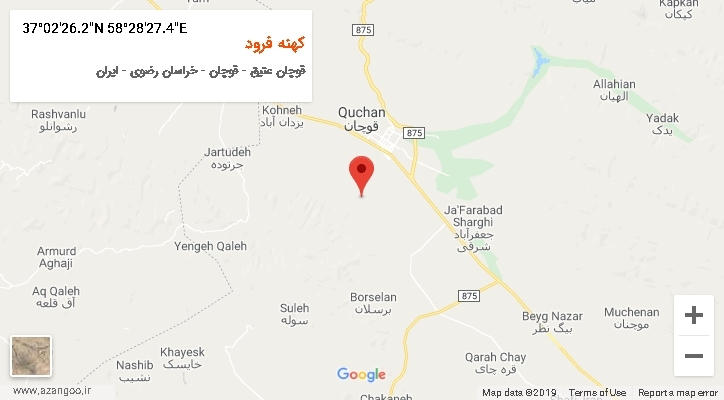 روستای کهنه فرود بر روی نقشه