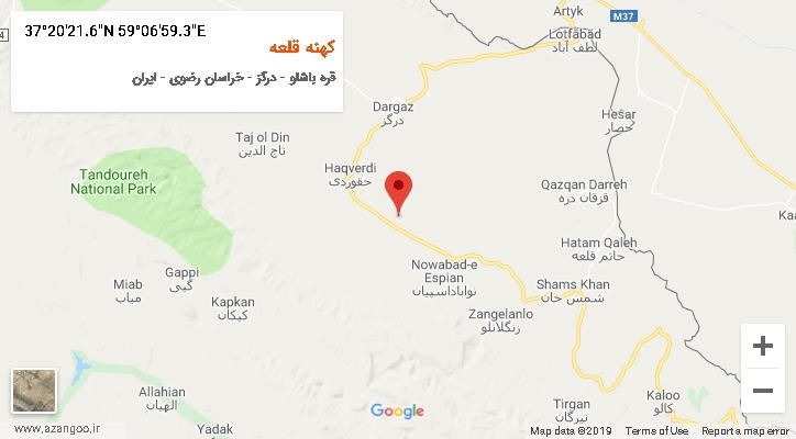 روستای کهنه قلعه بر روی نقشه