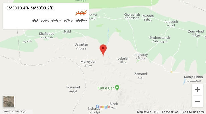 روستای کهنیدر بر روی نقشه