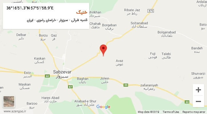 روستای خنیگ بر روی نقشه