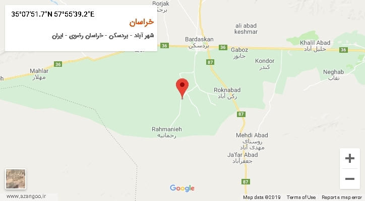 روستای خراسان بر روی نقشه