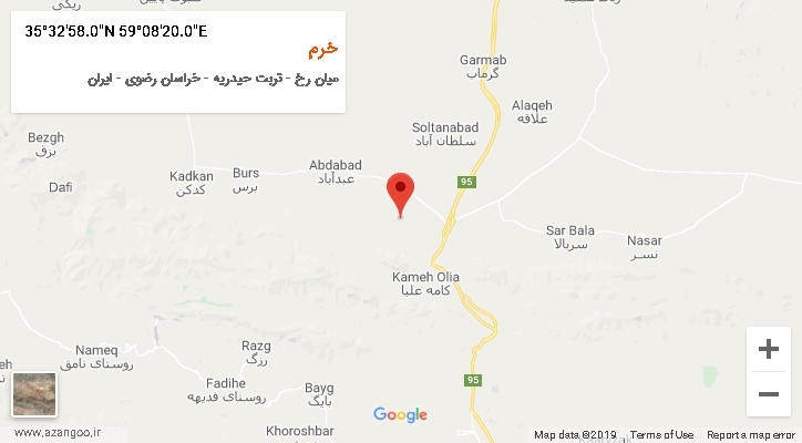 روستای خرم بر روی نقشه