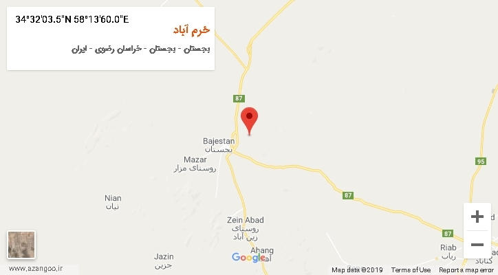 روستای خرم آباد بر روی نقشه