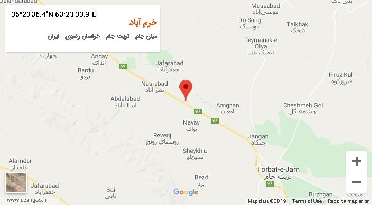 روستای خرم آباد بر روی نقشه