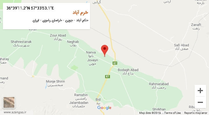 روستای خرم آباد بر روی نقشه