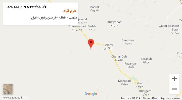 روستای خرم آباد بر روی نقشه