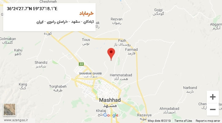 روستای خرماباد بر روی نقشه