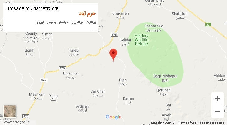 روستای خرم آباد بر روی نقشه