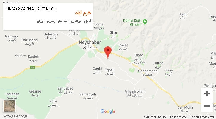 روستای خرم آباد بر روی نقشه