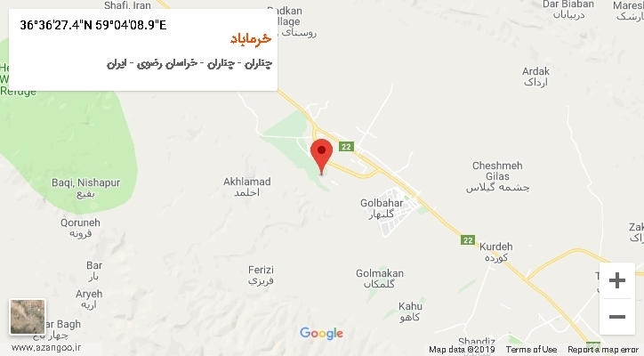 روستای خرماباد بر روی نقشه