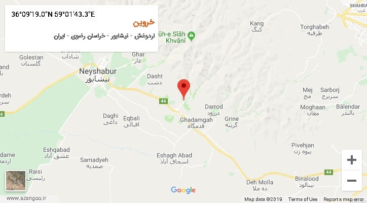 روستای خروین بر روی نقشه