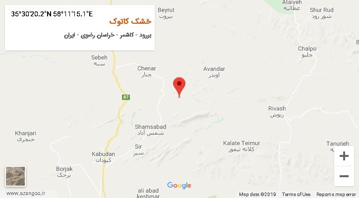 روستای خشک کاتوک بر روی نقشه