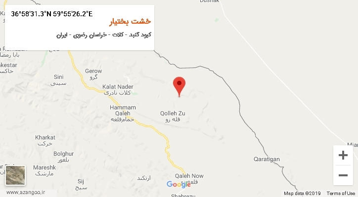 روستای خشت بختیار بر روی نقشه