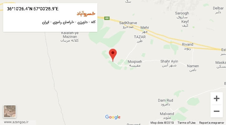 روستای خسروآباد بر روی نقشه