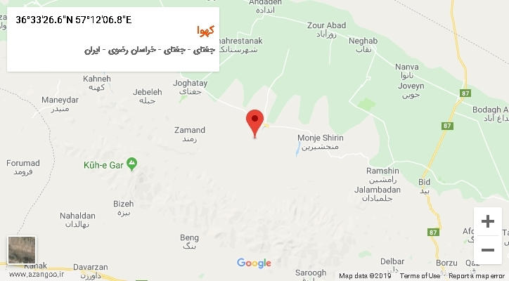 روستای کهوا بر روی نقشه