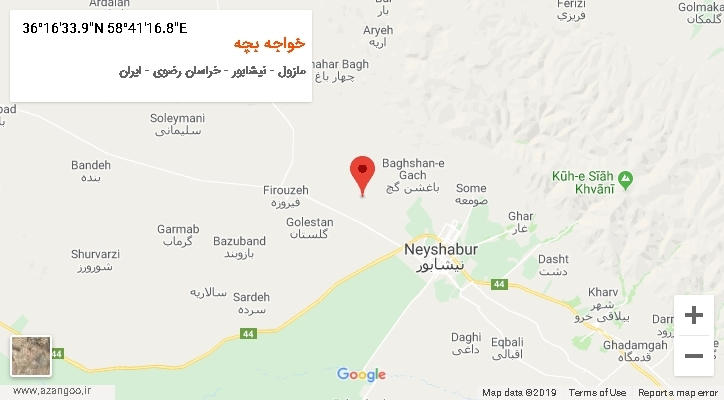 روستای خواجه بچه بر روی نقشه