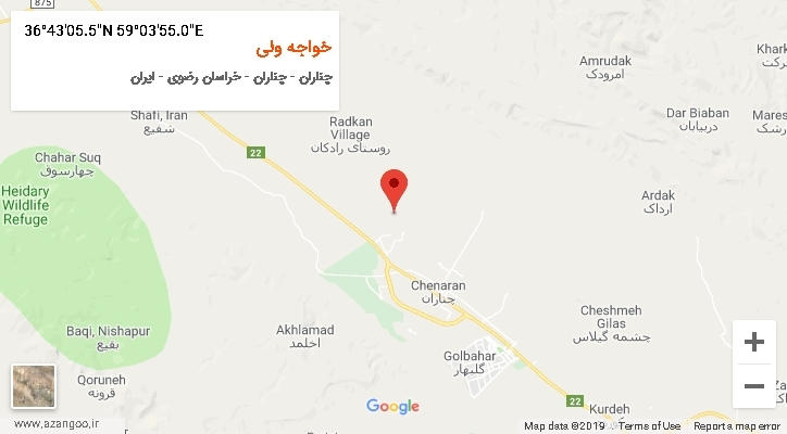 روستای خواجه ولی بر روی نقشه