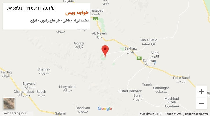 روستای خواجه ویس بر روی نقشه