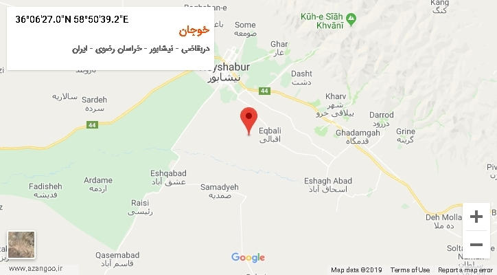 روستای خوجان بر روی نقشه