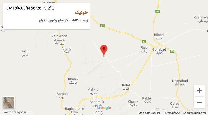 روستای خونیک بر روی نقشه