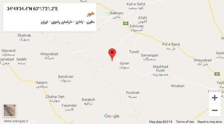 روستای خور بر روی نقشه