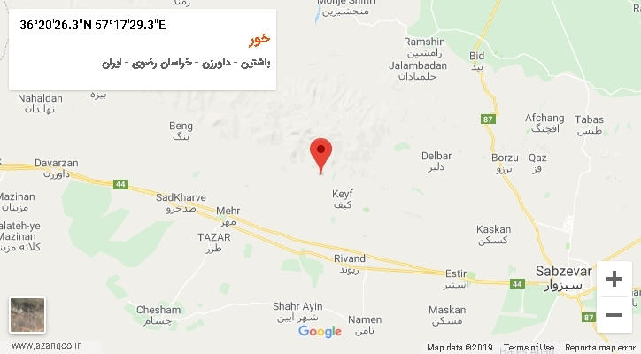 روستای خور بر روی نقشه