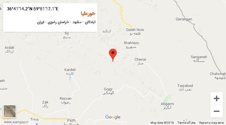 روستای خورعلیا بر روی نقشه