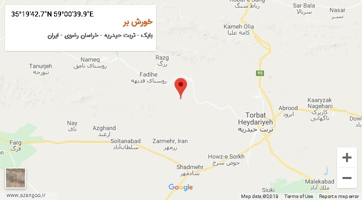 روستای خورش بر بر روی نقشه