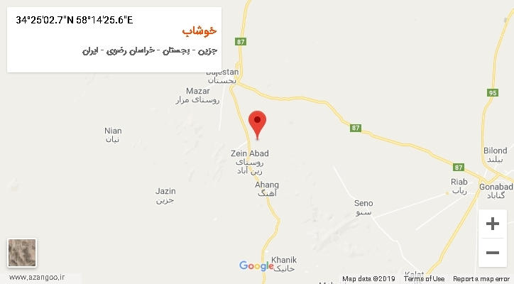 روستای خوشاب بر روی نقشه