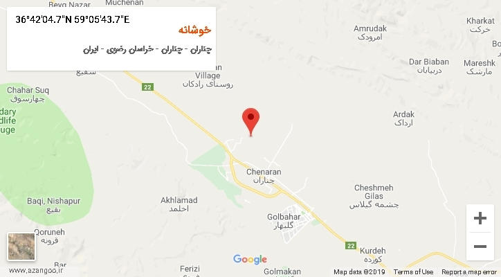 روستای خوشانه بر روی نقشه