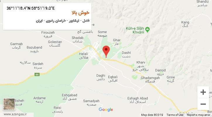 روستای خوش بالا بر روی نقشه