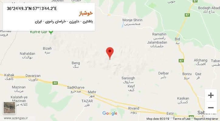 روستای خوشباز بر روی نقشه