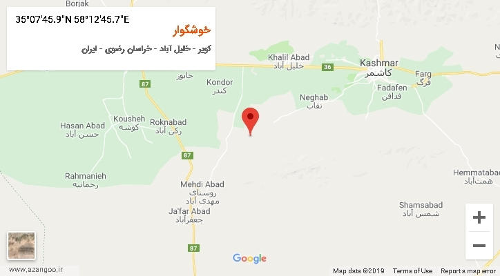روستای خوشگوار بر روی نقشه