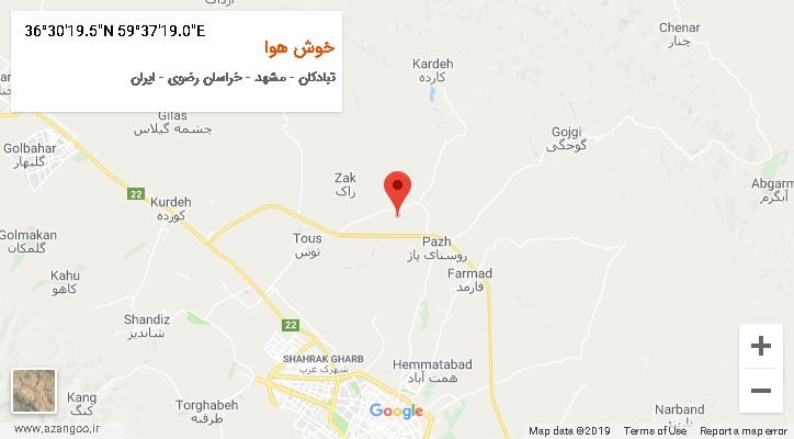 روستای خوش هوا بر روی نقشه