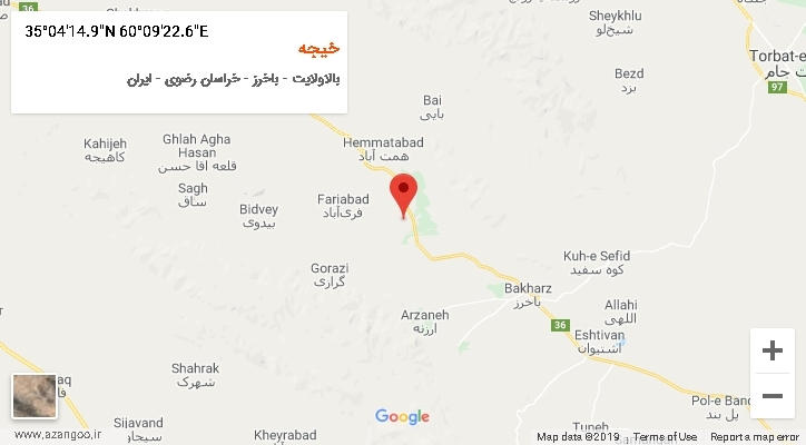 روستای خیجه بر روی نقشه