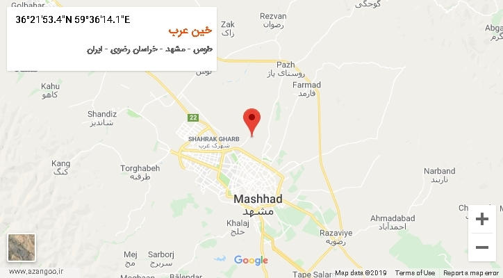 روستای خین عرب بر روی نقشه