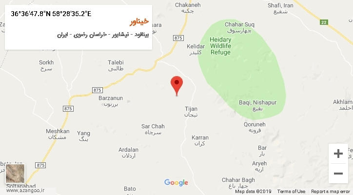 روستای خیناور بر روی نقشه