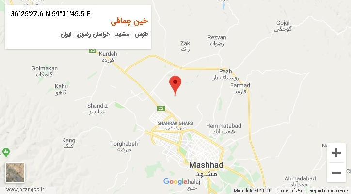 روستای خین چماقی بر روی نقشه
