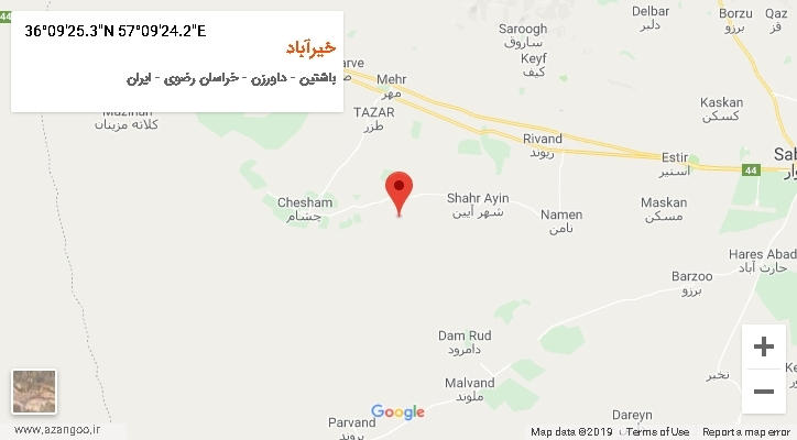 روستای خیرآباد بر روی نقشه