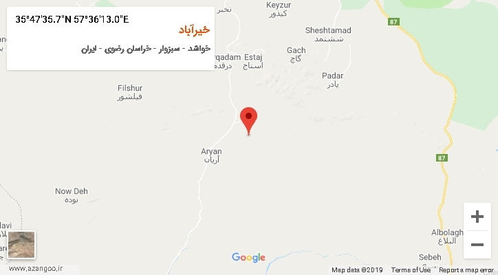 روستای خیرآباد بر روی نقشه