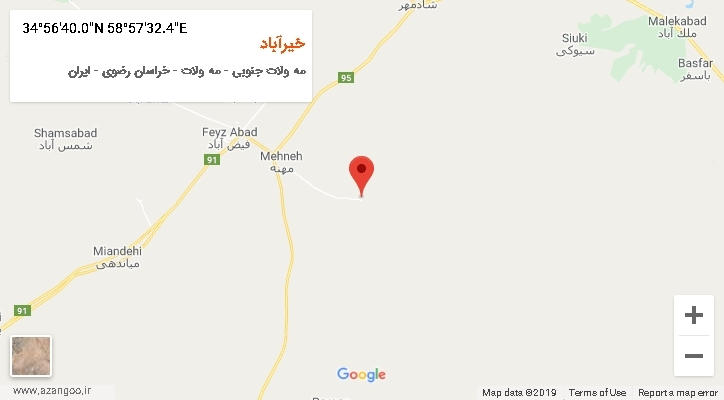 روستای خیرآباد بر روی نقشه