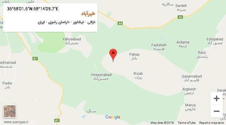 روستای خیرآباد بر روی نقشه