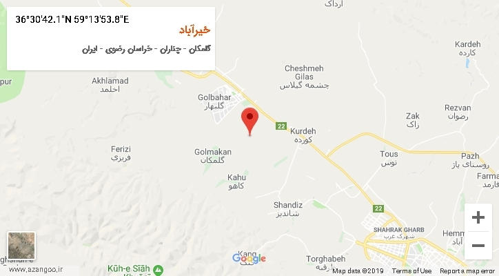 روستای خیرآباد بر روی نقشه
