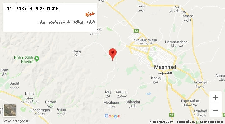 روستای خیزو بر روی نقشه