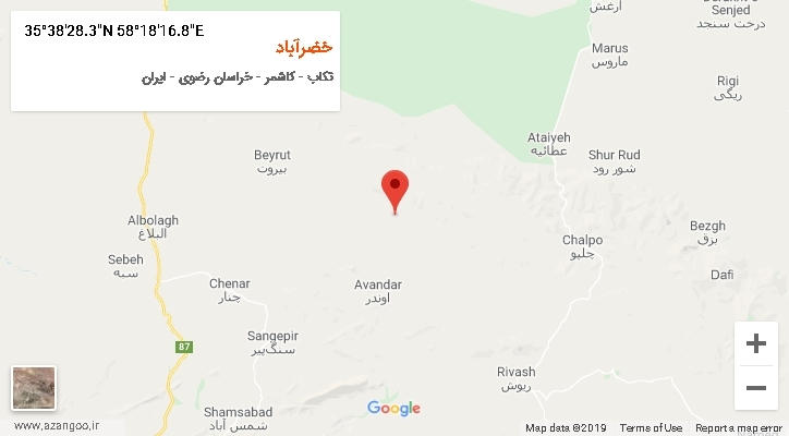 روستای خضرآباد بر روی نقشه